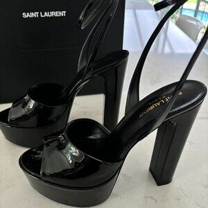 Saint Laurent Jodie Black Patent Leather Platform Sandal Size 40EU - NWT